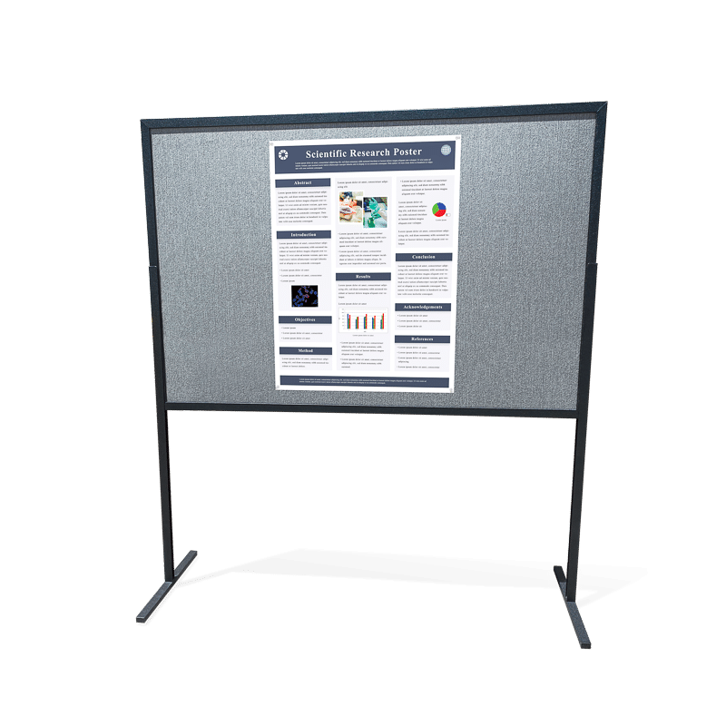 30 by 40-inch portrait aligned research poster on a 4 by 6-foot self-standing poster board