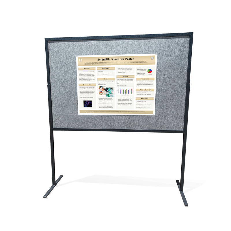 30 by 40-inch landscape aligned research poster on a 4 by 6-foot self-standing poster board