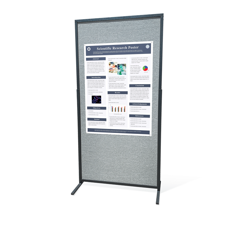 36 by 48-inch portrait aligned research poster on a 4 by 8-foot vertical self-standing poster board