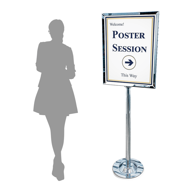 22 by 28-inch two-sided floor stand sign with person silhouette for scale