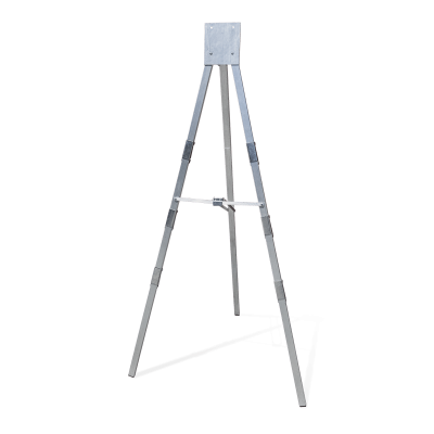 Chrome foldable easel stand with 3 levels to hold rigid signs or boards
