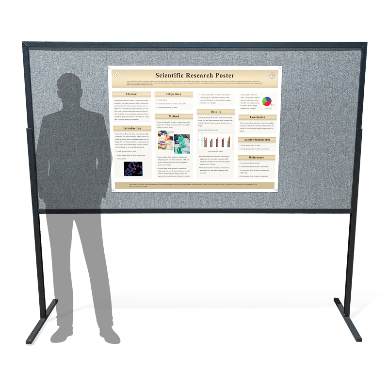 36 by 48-inch printed scientific research poster with person silhouette for scale