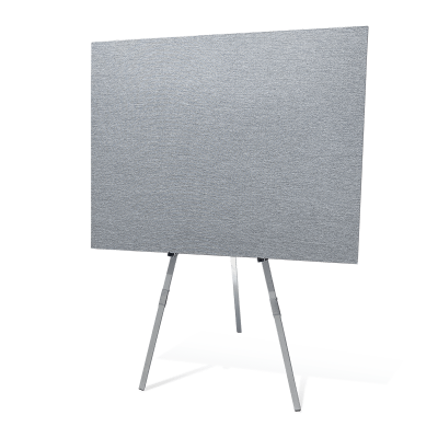 38 by 48-inch poster board lined with gray Velcro receptive fabric on a floor easel stand