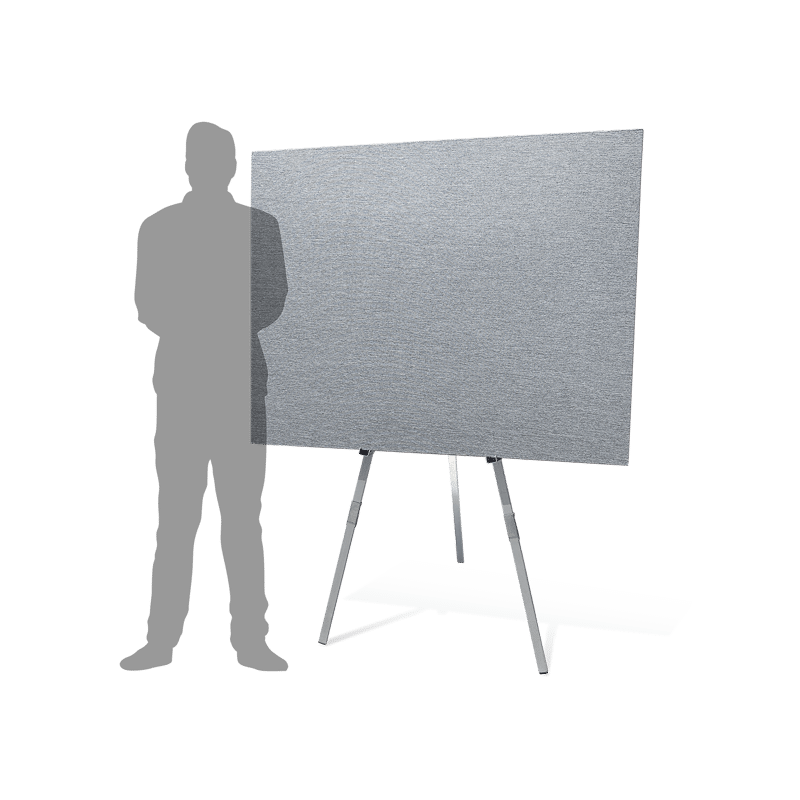 38 by 48-inch poster board on easel with person silhouette for scale
