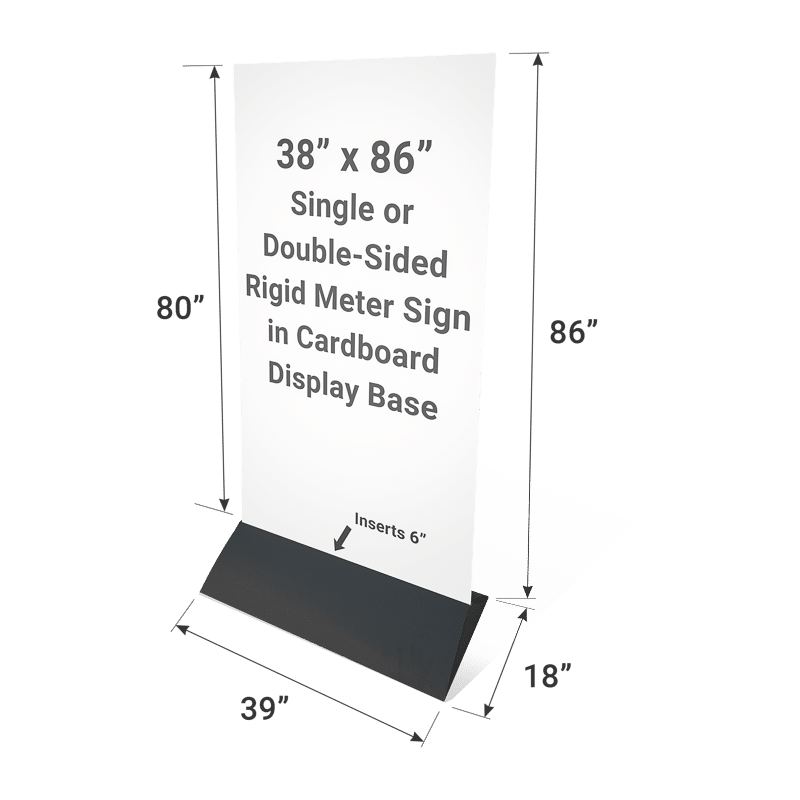 38 by 86-inch two-sided self-standing meter board sign display with dimensions
